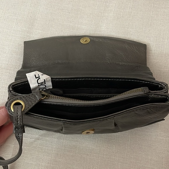 Vintage clutch bag, grey and black, 3 compartments - Picture 3 of 8